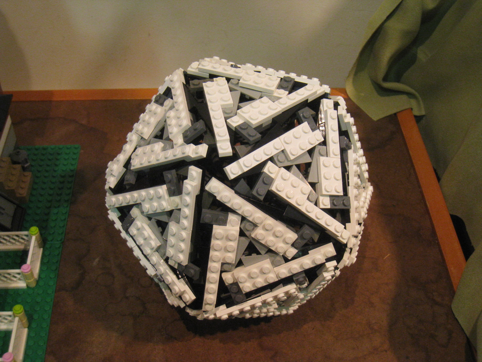 A mostly-spherical shape constructed from Lego parts.